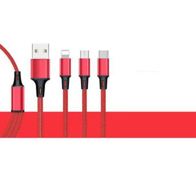 

12M 3 In 1 Nylon Braided Fast Charging Charger Cable With Tpye-CMicro USBLightning For Android IPhone