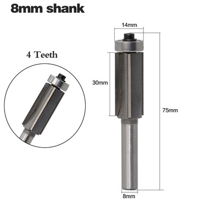 

〖Follure〗Woodworking 8mm Shank 4 Teeth Flush Trim Pattern Router Cutter Bit Bearing