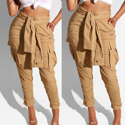 

Tailored Women Ladys High Waist Solid Bandage Bodycon Jeans With Pockets Pants