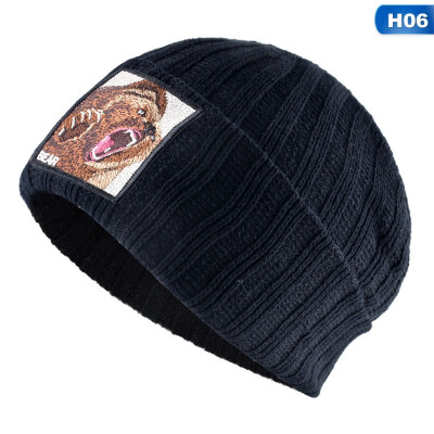 

2019 New Men Women Warm Beanie Hat Embroidery Knitted Animal Logo Hat Beanie Cap