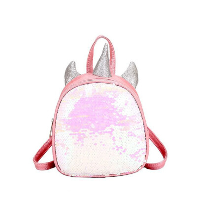 

Laser colorful unicorn pouch personalized sequin girl child pu leather backpack