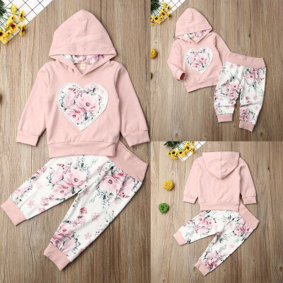 

Newborn Baby Girl Clothes Hooded Tops Sweatshirt Flower Pants Leggings Outfit