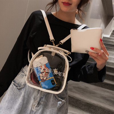 

School bag female ins wind Sen girl transparent shoulder bag handbag 2019 new fashion small fresh student backpack