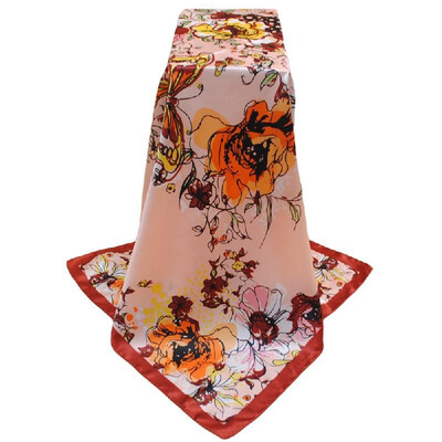 

New Women Kerchief Square Scarf Contrast Print Elegant Thin Shawl Stain Scarves