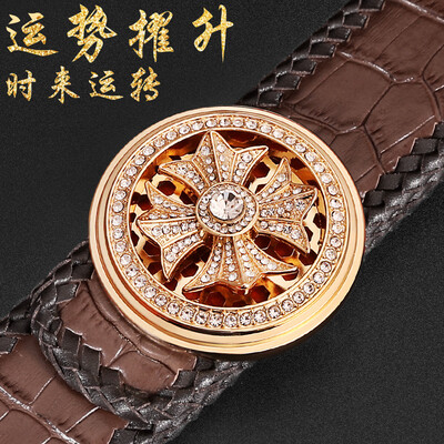 

Time to run mens belt top layer cowhide crocodile leather belt mens high-end business pants with a generation of hair
