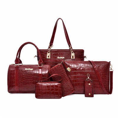 

6pcsset Alligator Pattern Shoulder Handbags Clutch Leather Women Card Bags