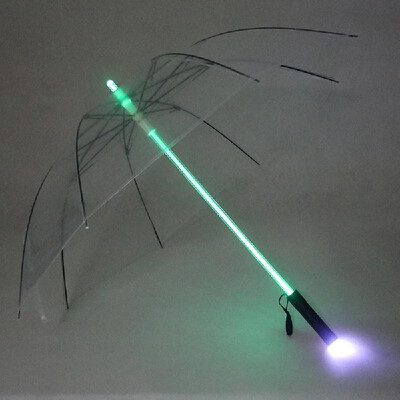 

Colorful LED Flashlight Umbrella for Night Protection Amusement Park Transparent