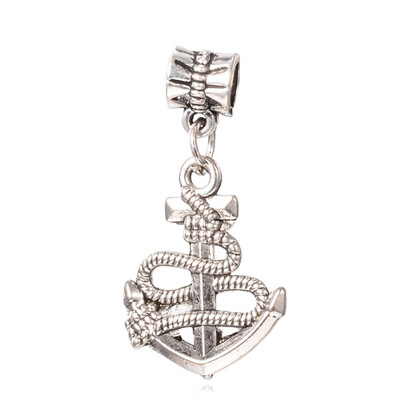 

Tibetan Style Alloy European Dangle Beads Large Hole Pendants Anchor Antique Silver 36mm Hole 5mm
