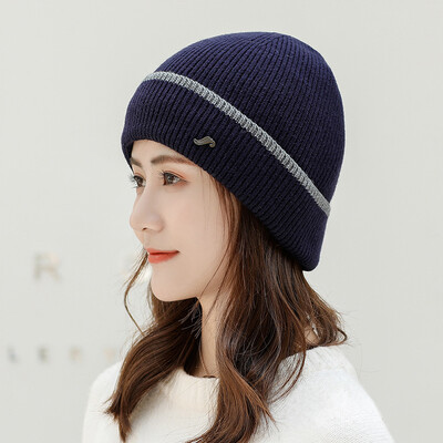 

New hat in autumn&winter 2019 mens&womens warm Knit Hat Adult outdoor color matching wool hat