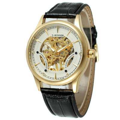 

T-WINNER Winner hollow mens manual mechanical watch male automatic mechanical watch belt