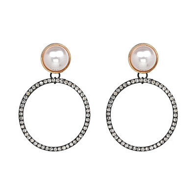 

Simulated Pearl Earrings Drop Statement Earrings Fashion Elegant For Women Vintage Round Dangle