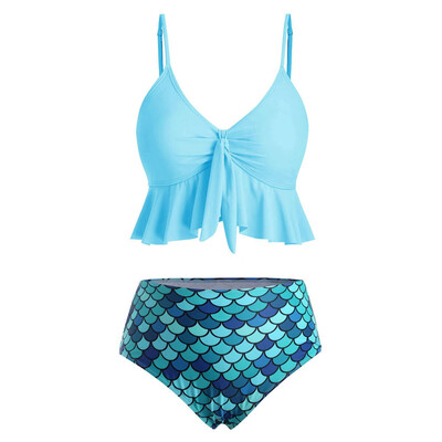 

Roseonmyhand Women Two Pieces Bathing Suits Top Ruffled With High Waisted Bottom Bikini Set