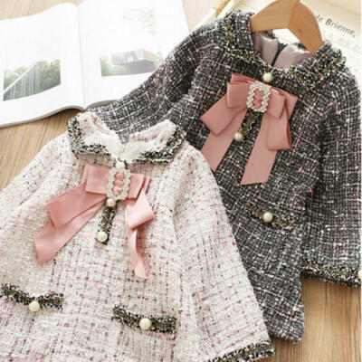 

Kid Baby Girl Plaid Coat Tutu Dress Party Autumn Winter Clothes Outerwear Top