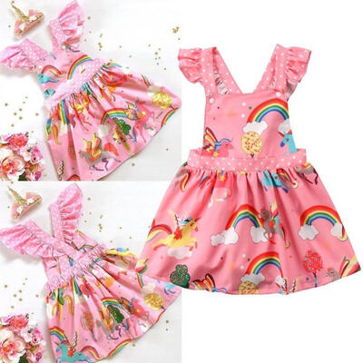 

Kids Baby Girls Unicorn Backless Tutu Dress Toddler Princess Party Dresses 1-6Y