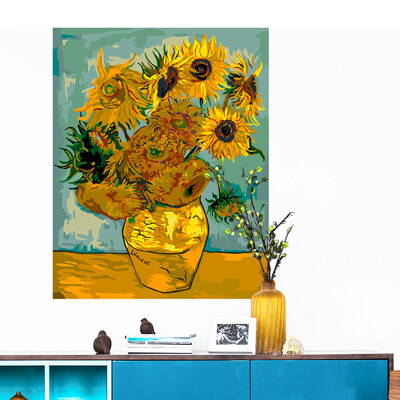 

diy digital painting 8366 van Gogh sunflower 4050cm hand-filled color plant flower potted creative gift living room hand-pain