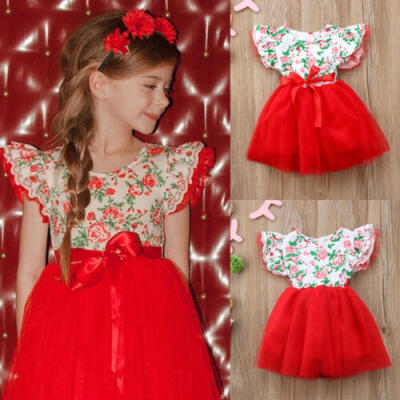 

Kids Baby Girl Flower Dress Princess Lace Tulle Tutu Formal Party Dress