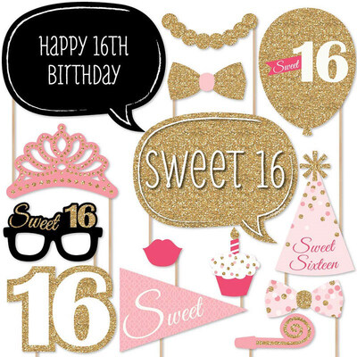 

FUNNYBUNNY Sweet 16 Birthday Photo Booth Props Kit Graduation Party Decoration Christmas Photo Props 20 Count