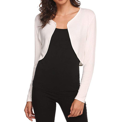 

Toponeto Women Long Sleeve Bolero Shrug Light Knit Cardigan Open Front Cape Short Jacket