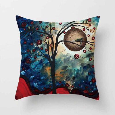 

18 X 18 Inch Creative Magic Three-Dimensional Colorful Tree Cushion Hug Pillowcase Linen Waist Cushion Cover