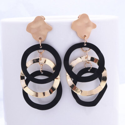 

EK439 Korean Style Gold Color Multi-layer Round Big Circle Earrings for Women Fashion Hyperbole Retro Simple Wild Party Earrings