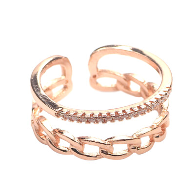 

Fashion Adjustable Open Knuckle Ring 2-Layer Crystal Jewelry Gift