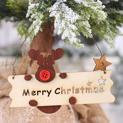 

〖Follure〗Christmas Wooden Openwork Letter Elk Pendant Xmas Tree Hanging Decorations
