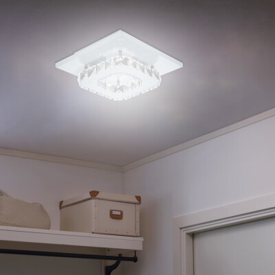 

Gobestart 79 Modern Mini Crystal Ceiling Light Flush Mount Chandelier Lighting White