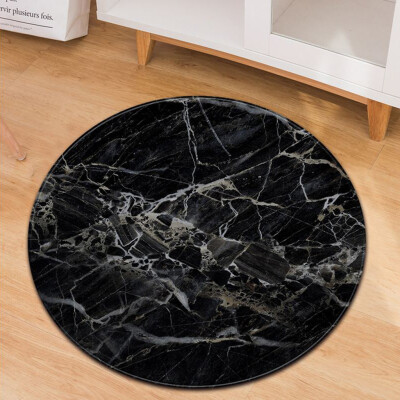 

Gobestart Fashion Marble Pattern Round Flannel Bathroom Kitchen Carpet 60cm