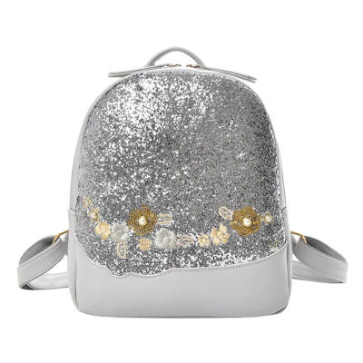 

Bling Glitter Shining Color Sequin Backpack Women Floral Travel School Bags