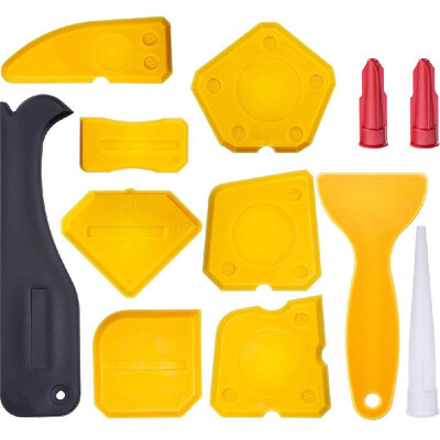 

12 Pieces Caulking Tool Kit Silicone Sealant Finishing Tool Grout Scraper Caulk Remover&Caulk Nozzle&Caulk Caps Yellow