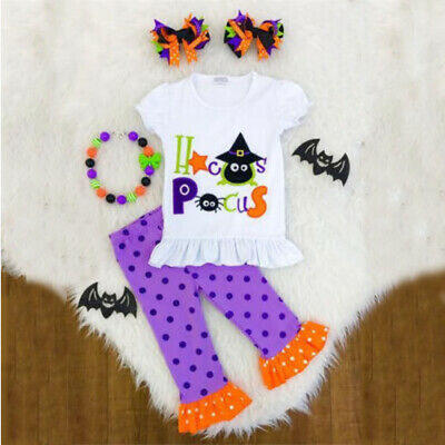 

UK Halloween Infant Baby Girls Kids Short Sleeve T-shirt TopsPolka Dot Pants