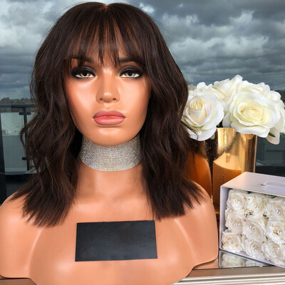 

〖Follure〗Womens Short Black Curly Bobo Wig Brazilian Full Wig Bob Wave Natural Wigs
