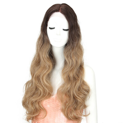 

Noble Synthetic Lace Front Wigs Long Natural Wave 30inch Omber Rainbow Color Pink Hair Wigs Heat Resistant Fiber Cosplay Wigs