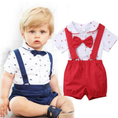 

US 2PCS Infant Baby Boy Clothes Romper Jumpsuit BodysuitPants Shorts Outfit Set