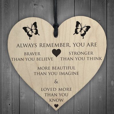 

Toponeto You Are Braver Stronger Smarter & Beautiful Wooden Hanging Heart Friends