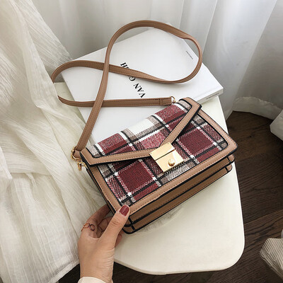 

Qiao Bani 2019 new Korean chic fashion plaid contrast color flip bag trend single shoulder diagonal handbags wholesale