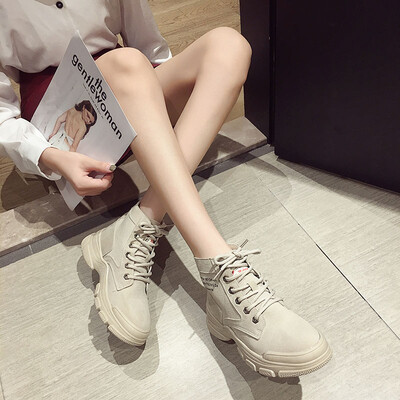 

British wind boots women fall retro student desert boots leisure increased thick-soled lace-up Martins women tide