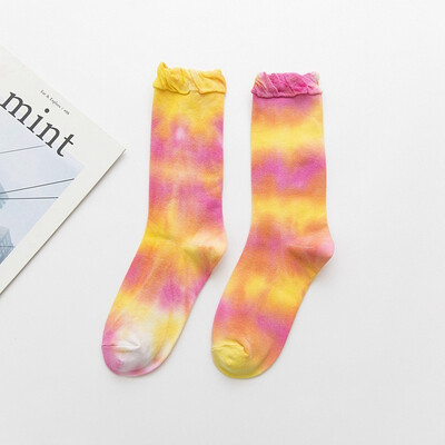 

2019 Cotton Skate Socks Women Sock Knee-high Funny Cycling Running Hiking Tie Dye Sox harajuku hip hop happy socks