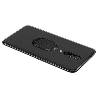 

For Oneplus 7 Pro With Magnetic Ring Holder Anti-slip Thin Lightweight Scratch Proof Luxury Leather Phone Case Cover