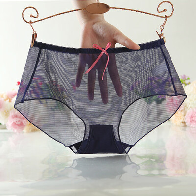 

Sexy Womens Mesh Briefs Panties See Through Middle Waist Underpants Underwear