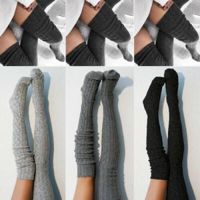 

Women Lady Wool Warm Knit Over Knee Thigh High Stockings Socks Pantyhose Tights