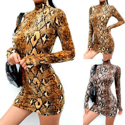 

UK Womens Turtleneck Long Sleeve Bodycon Evening Party Cocktail Club Mini Dress