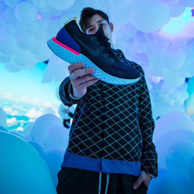 

Nike Epic React Flyknit Mens Running Shoes Dark Blue Breathable Shock Absorption Non-slip Breathable AQ0067 400