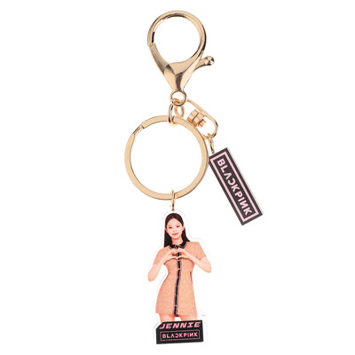 

KPOP BLACKPINK Cartoon Human Form Acrylic Keychain Colorful Letter Printing Pendant Key Rings Hot Gift for Fans