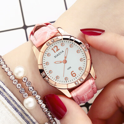 

Watch female Korean version of simple fashion waterproof high school student belt luminous rhinestone cute fashion watch quartz wa