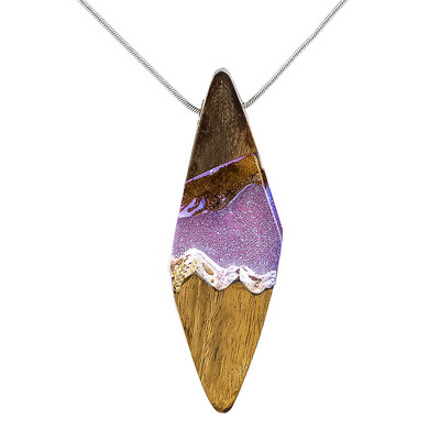

Resin&Wood Necklace for Women Light Purple Handmade Pendant Necklaces