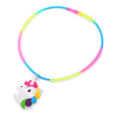 

Cartoon Cute PVC Unicorn Rainbow Silicone Necklace Childrens Jewelry Party Supplies 14 Styles