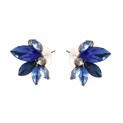 

JURAN 8 Colors Cute Crystal Stud Earrings For Women Blue Red Trendy Brincos Green White Plant Charm Acrylic Fashion Jewelry