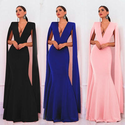 

Elegant Women&39s Deep V-Neck Dress Banquet Pageant Long Dresses Maxi Bandage Dress Fishtail Formal Evening Dresses