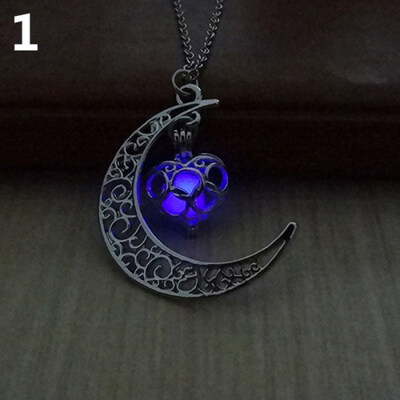 

Moon Glowing Turquoise Pendant Charm Jewelry Chain Necklace Halloween Gifts